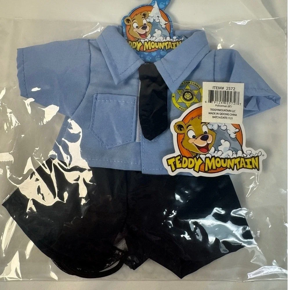 Teddy Mountain Police 8 Inch Plush Bear Outfit 3 Piece Set Blue Uniform 2572